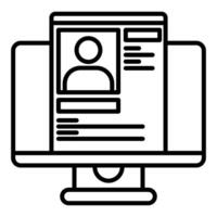 computer icon and database profile, judge and court tools icon vector