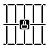 prison bars icon, judge and court tools icon vector