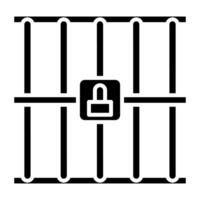 prison bars icon, judge and court tools icon vector