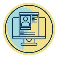 computer icon and database profile, judge and court tools icon vector