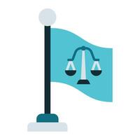 court symbol flag icon, judge and court tools icon vector