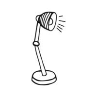 Simple Hand-Drawn Desk Lamp Sketch With Shaded Light Rays On White Background vector
