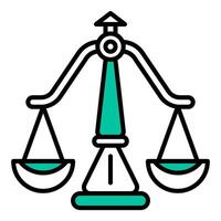 justice scale symbol icon, judge and court tools icon vector