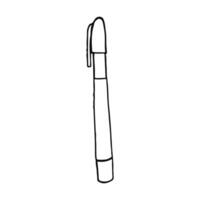 Black And White Illustration of a Standing Pen With Cap Side View vector