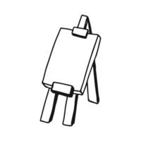 Simple Black And White Drawing Of An Easel With Blank Canvas vector
