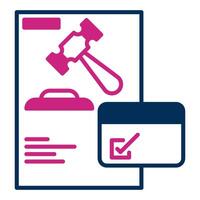 court schedule icon, judge and court tools icon vector