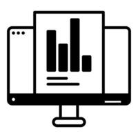 chart icon and computer screen, bookkeeping and business icon vector
