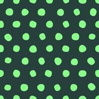 Seamless Tiling Hand Drawn Cartoon Green Polka Dot Pattern vector