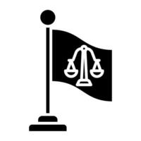 court symbol flag icon, judge and court tools icon vector