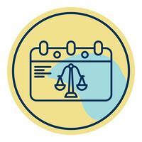 trial calendar icon, judge and court tools icon vector