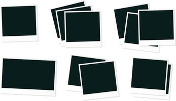 Blank Empty Polaroid Picture Frames Icon Set Template vector