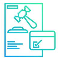 court schedule icon, judge and court tools icon vector
