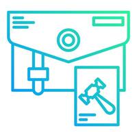 briefcase icon, judge and court tools icon vector