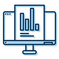 chart icon and computer screen, bookkeeping and business icon vector