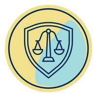 shield and scales of justice icon, judge and court tools icon vector