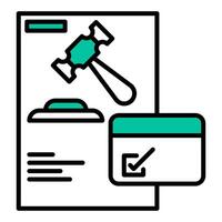 court schedule icon, judge and court tools icon vector
