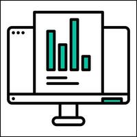 chart icon and computer screen, bookkeeping and business icon vector