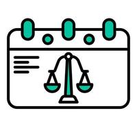 trial calendar icon, judge and court tools icon vector