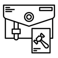 briefcase icon, judge and court tools icon vector