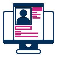 computer icon and database profile, judge and court tools icon vector