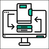 datos sincronizar, teneduría de libros y negocio icono vector