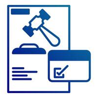 court schedule icon, judge and court tools icon vector