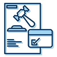 court schedule icon, judge and court tools icon vector