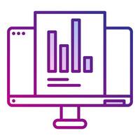 chart icon and computer screen, bookkeeping and business icon vector