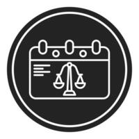 trial calendar icon, judge and court tools icon vector