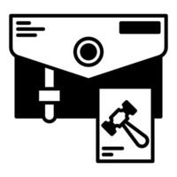 briefcase icon, judge and court tools icon vector