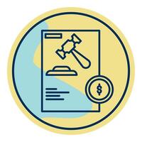 court fee icon, judge and court tools icon vector