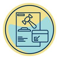 court schedule icon, judge and court tools icon vector