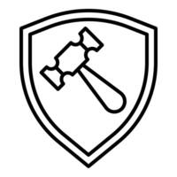court hammer and shield icon, judge and court tools icon vector