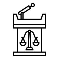 court witness table icon, judge and court tools icon vector