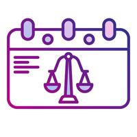 trial calendar icon, judge and court tools icon vector