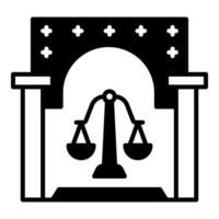 court room icon, judge and court tools icon vector