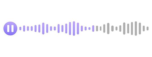 Sound record wave, talk, voice chat, phone app screen, audio player button isolated on white background. Simple media equalizer, podcast decibel sound track vector