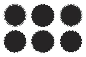 Scalloped edge emblem seal frame round price badge simple decoration isolated on white background. Stamp, wavy clip art. illustration vector