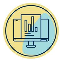 chart icon and computer screen, bookkeeping and business icon vector