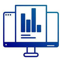 chart icon and computer screen, bookkeeping and business icon vector