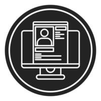 computer icon and database profile, judge and court tools icon vector