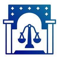 court room icon, judge and court tools icon vector