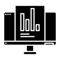 chart icon and computer screen, bookkeeping and business icon vector