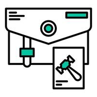 briefcase icon, judge and court tools icon vector