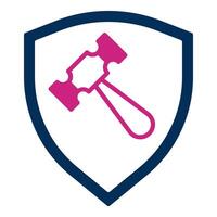 court hammer and shield icon, judge and court tools icon vector