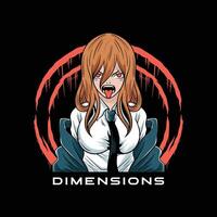 dimension girl anime character design illustration, anime poster design vector