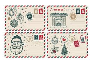 correo de navidad, postal, ilustración dibujada a mano. vector