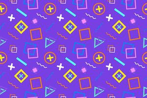 Vibrant seamless Memphis pattern with geometric shapes. Perfect for backgrounds, textiles, wallpapers, and trendy designs. Bold and playful. vector