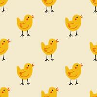 Seamless pattern with cute little chickens vector