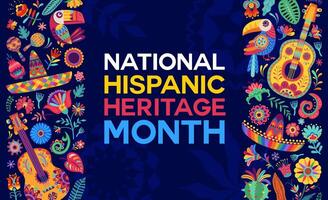 Hispanic heritage month banner with ethnic decor vector